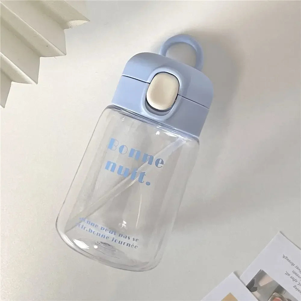 350ML Cute Water Bottles Creative Transparent Straws and Lids Kids Sippy Cup Cartoon Spill Proof Beverage Cups Toddlers Feeding