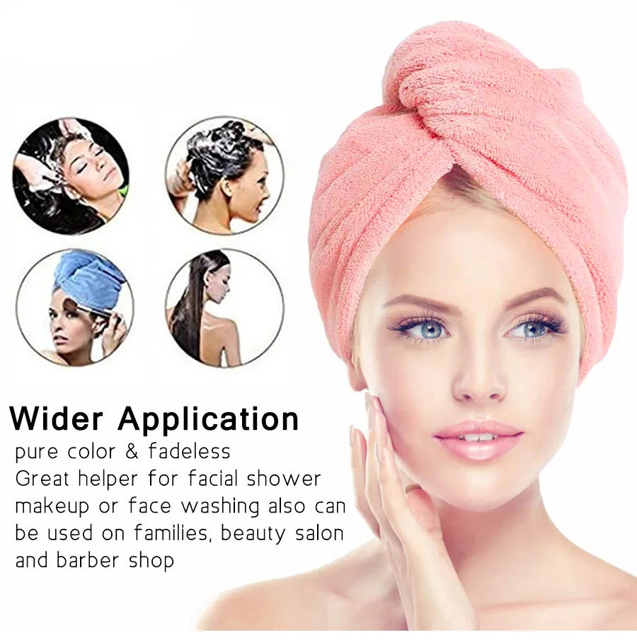 Bath Towel And Turban Hair Towel For Women With Lovely One Pocket Wearable Microfiber Towels 2 Pcs/Set Bathroom Accessories