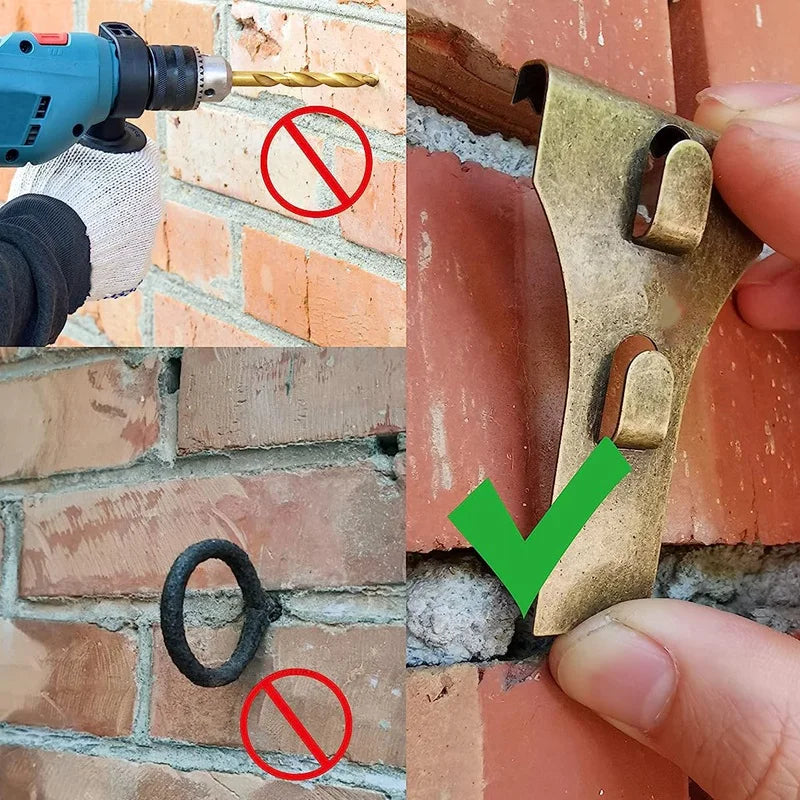 Brick Hook Clips-Bricks Hook Clip for Hanging Outdoors Wall Pictures, Brick Hangers Fastener Hook Brick Clamps 8PCS