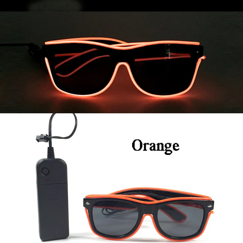 Novelty Fluorescent Luminous Glasses LED Light Up Rave Glasses Concert Supplies Neon Glowing Disco Glasses Props