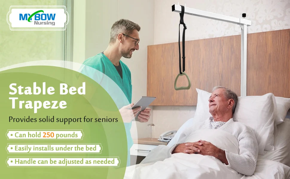 Trapeze Bar for Bed Mobility Aids, Bedside Pull Up Bar, Bed Lift for Elderly Seniors Transfer Rail, Medical Trapeze