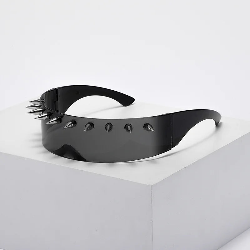 Novelty Punk Glasses Cyberpunk Rock Large Shield Spike Fashion Weird Club Sunglasses Funny Party Glasses