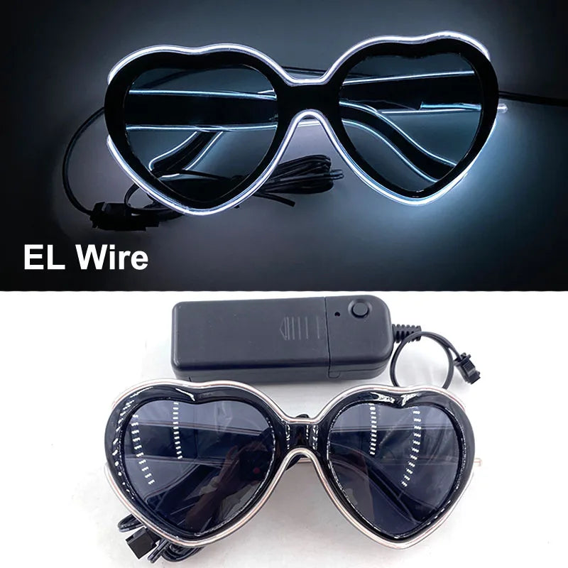 Novelty Fluorescent Luminous Glasses LED Light Up Rave Glasses Concert Supplies Neon Glowing Disco Glasses Props