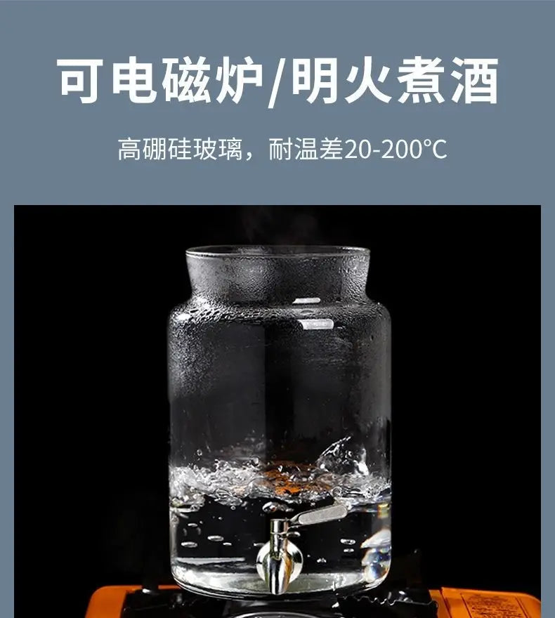 Glass Bottle with Faucet for Brewing Wine, Special Container for Brewing Cans, Sealed Liquor Jug