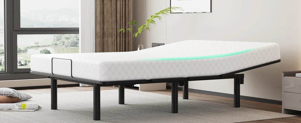 Adjustable Bed Base with one Bed Assist Rail for Seniors, Premium Quiet Motor, Anti-Snore, Zero Gravity, Memory Pre-Sets, Wirele