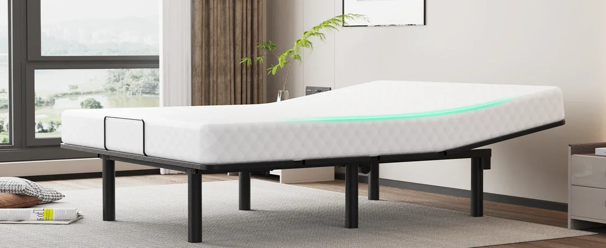 Adjustable Bed Base with one Bed Assist Rail for Seniors, Premium Quiet Motor, Anti-Snore, Zero Gravity, Memory Pre-Sets, Wirele