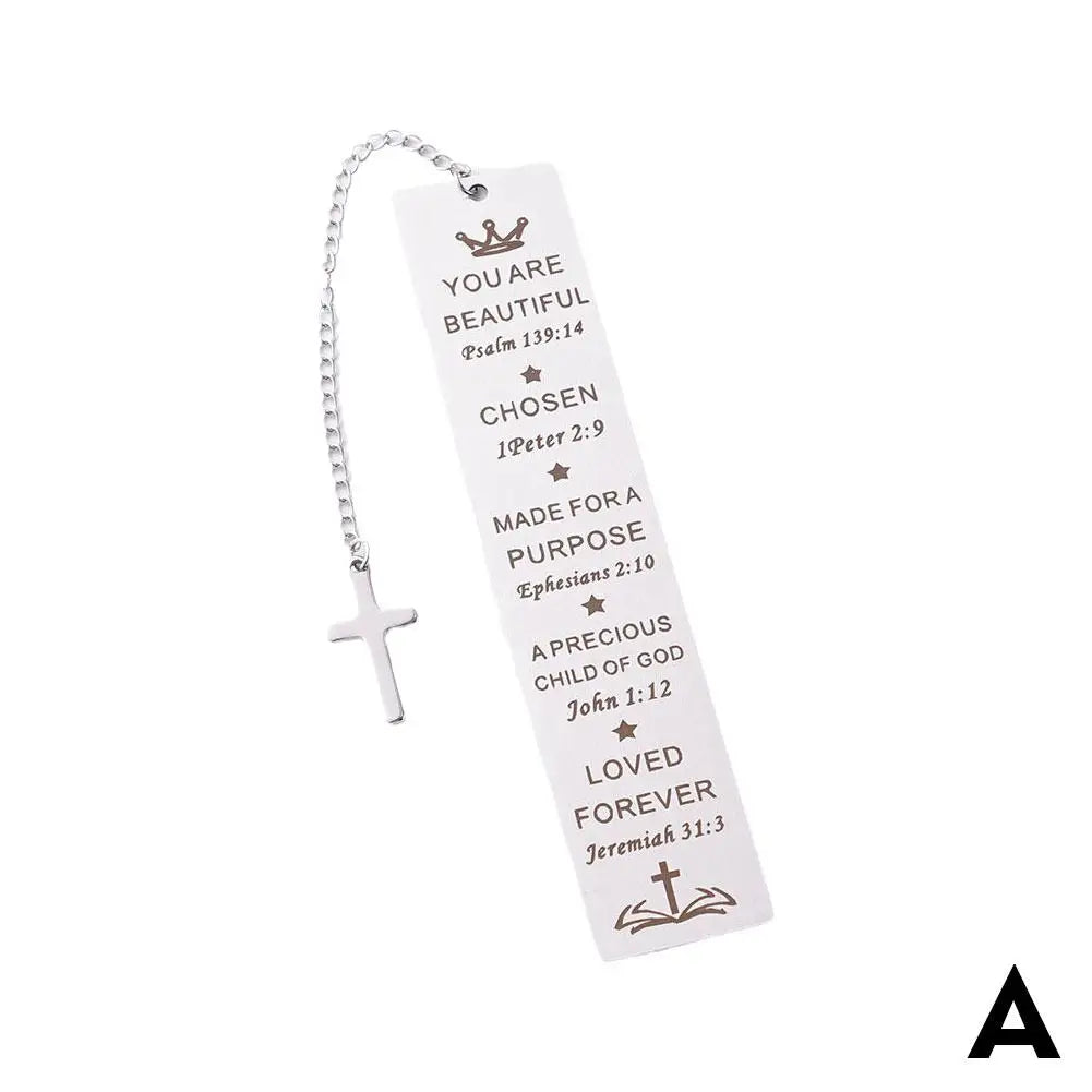 Stainless Steel Bookmark Cross Pendant Reading Book Page Marker Book Retro Mark Marker Stationery Bookmarks Supplies