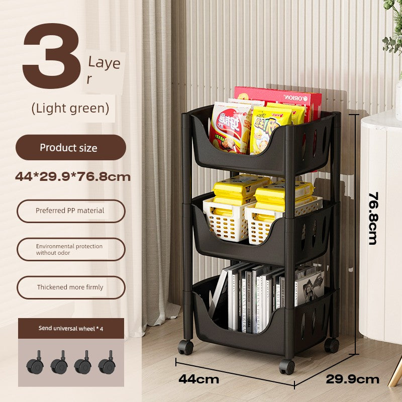 Multi-Layer Fruit and Vegetable Living Room and Bathroom Bookshelf Mobile Trolley