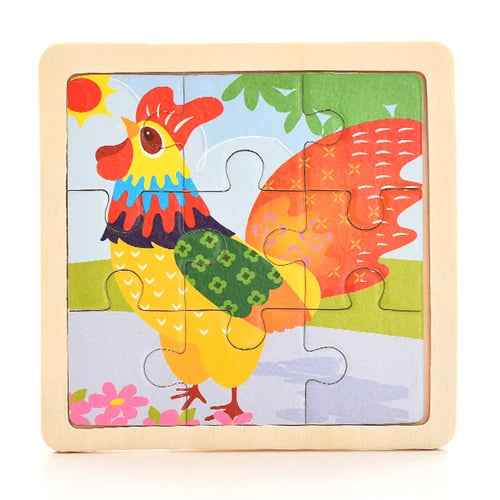 Baby Wooden Montessori Puzzle Child Game Wooden Puzzle 3D Cartoon Animal Puzzle Babies Toys Puzzles For Kids 1 2 3 Year Old
