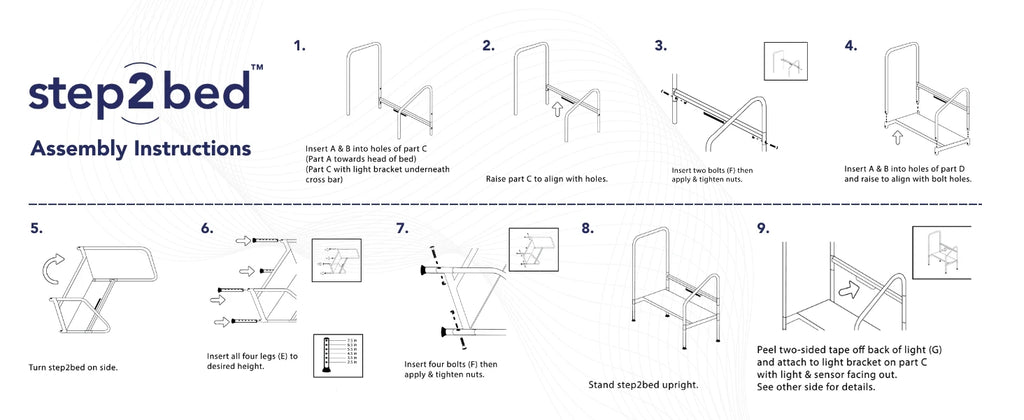 Deluxe Bed Rails for Elderly Adults - Adjustable Height Bed Safety Rail for Seniors with Cane Holder, LED Light, Mesh