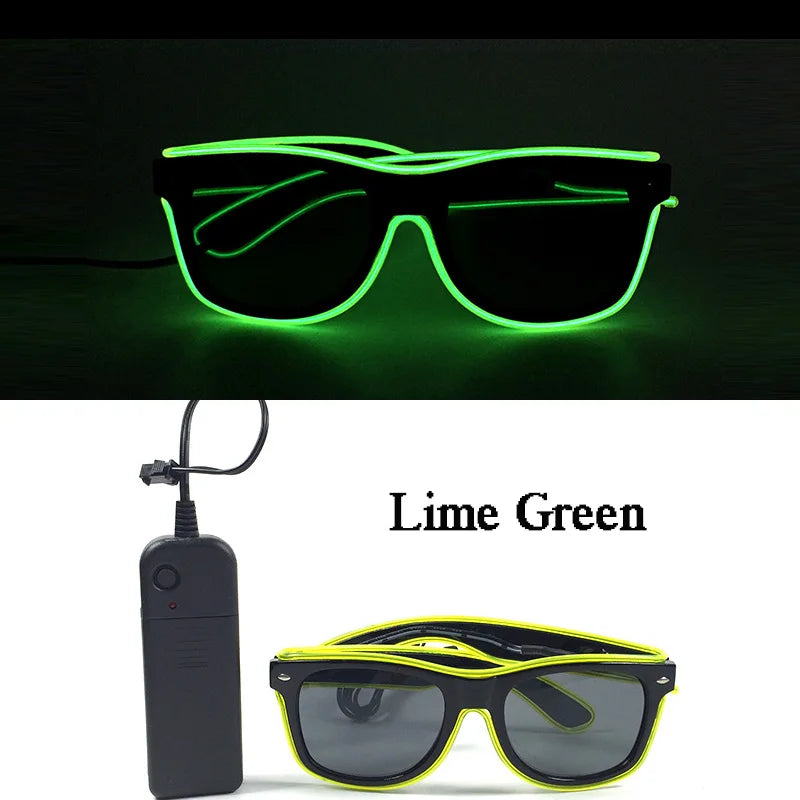 Novelty Fluorescent Luminous Glasses LED Light Up Rave Glasses Concert Supplies Neon Glowing Disco Glasses Props