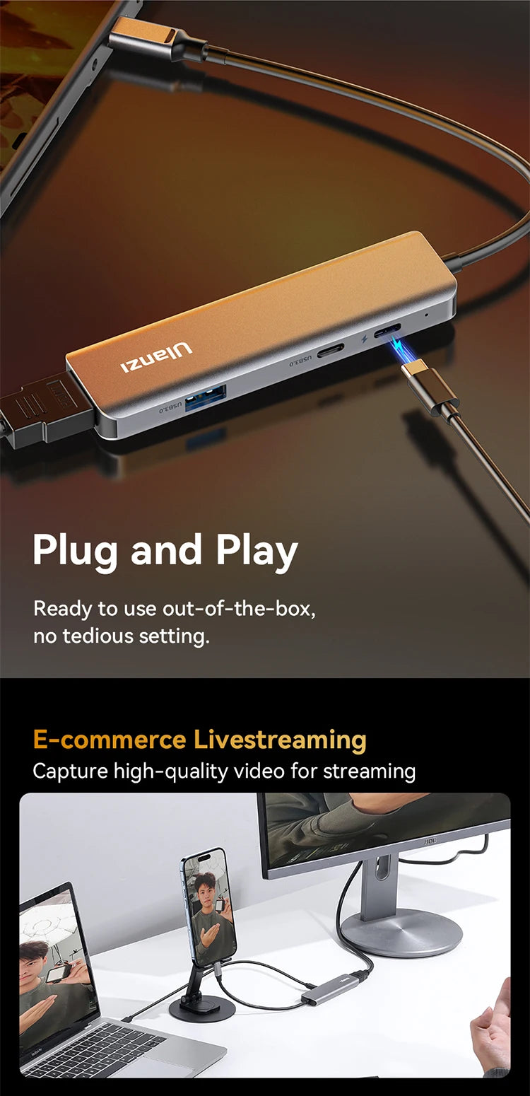Ulanzi Video Capture Card USB 3.0 HDMI USB-C 1080P For OBS Capturing Game Card Live Streaming 60fps HD Video Recorder Grabber