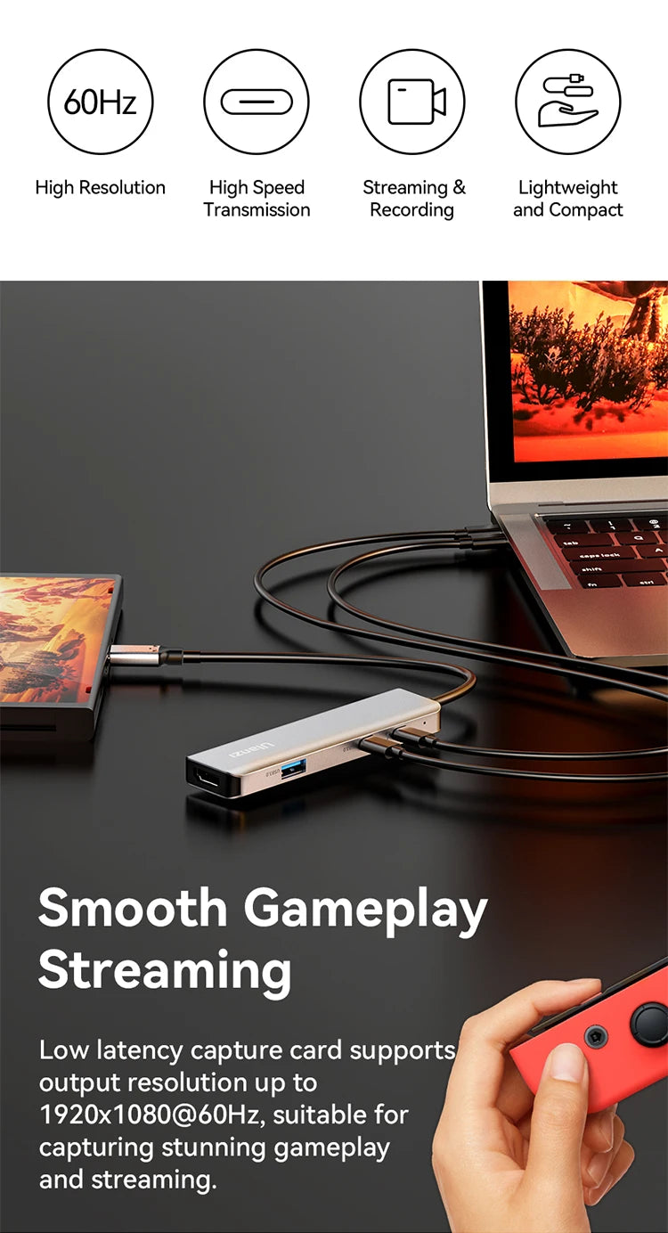 Ulanzi Video Capture Card USB 3.0 HDMI USB-C 1080P For OBS Capturing Game Card Live Streaming 60fps HD Video Recorder Grabber