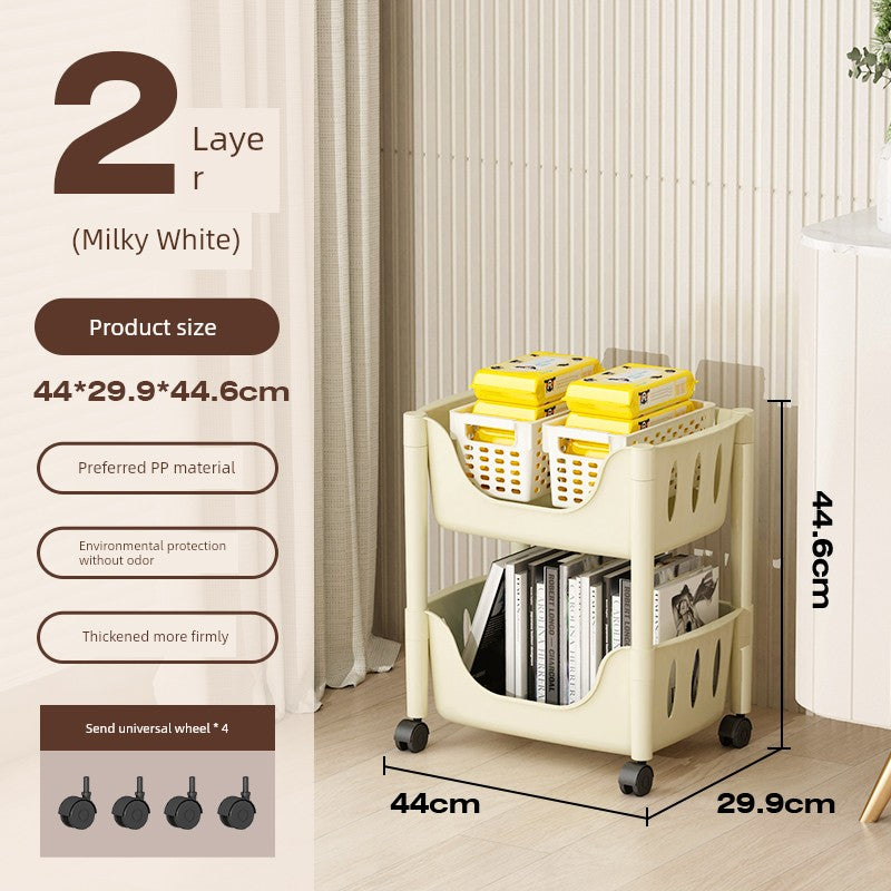 Multi-Layer Fruit and Vegetable Living Room and Bathroom Bookshelf Mobile Trolley