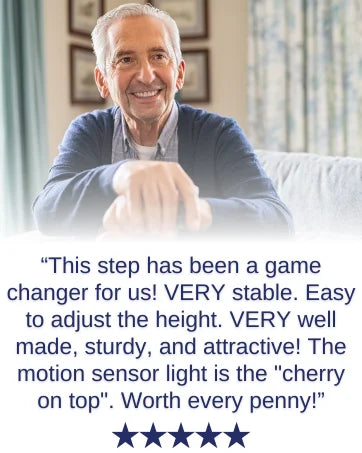 Deluxe Bed Rails for Elderly Adults - Adjustable Height Bed Safety Rail for Seniors with Cane Holder, LED Light, Mesh