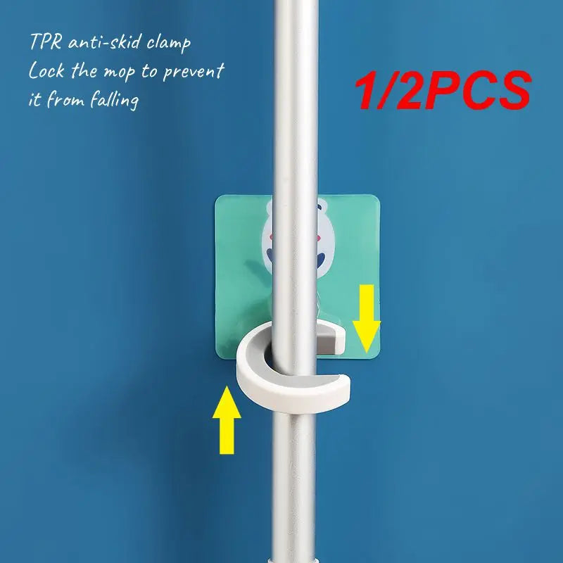 1/2PCS Mop Organizer Holders No Trace Organizer Garage Bathroom Accessories Kitchen Bathroom Strong Accessories Hanging Racks