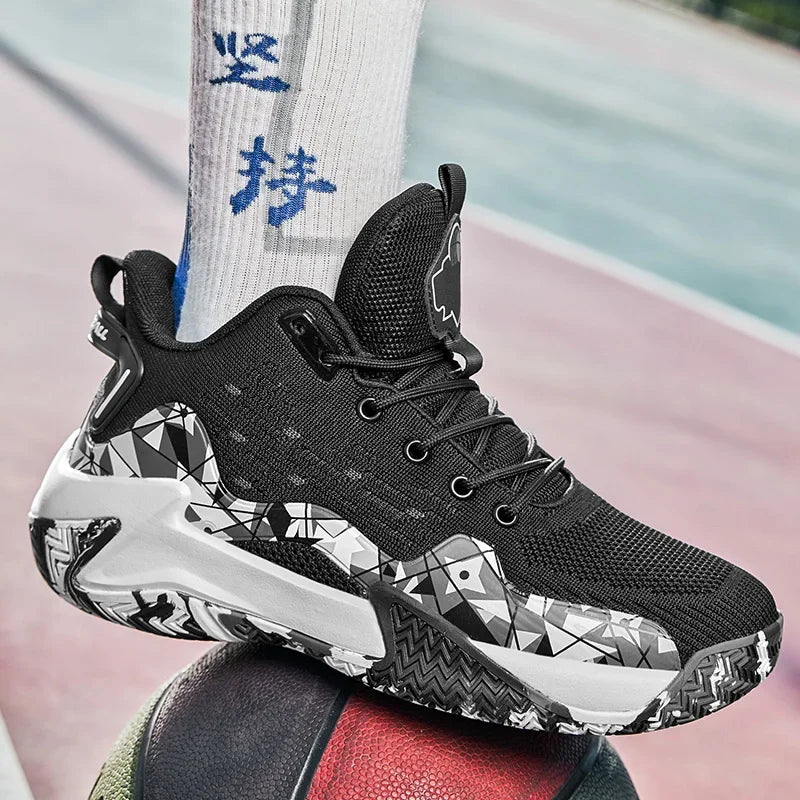 Men's Basketball Shoes Breathable Cushioning Non-Slip Wearable Runing Shoes Gym Training Athletic Basketball Sneakers for Women