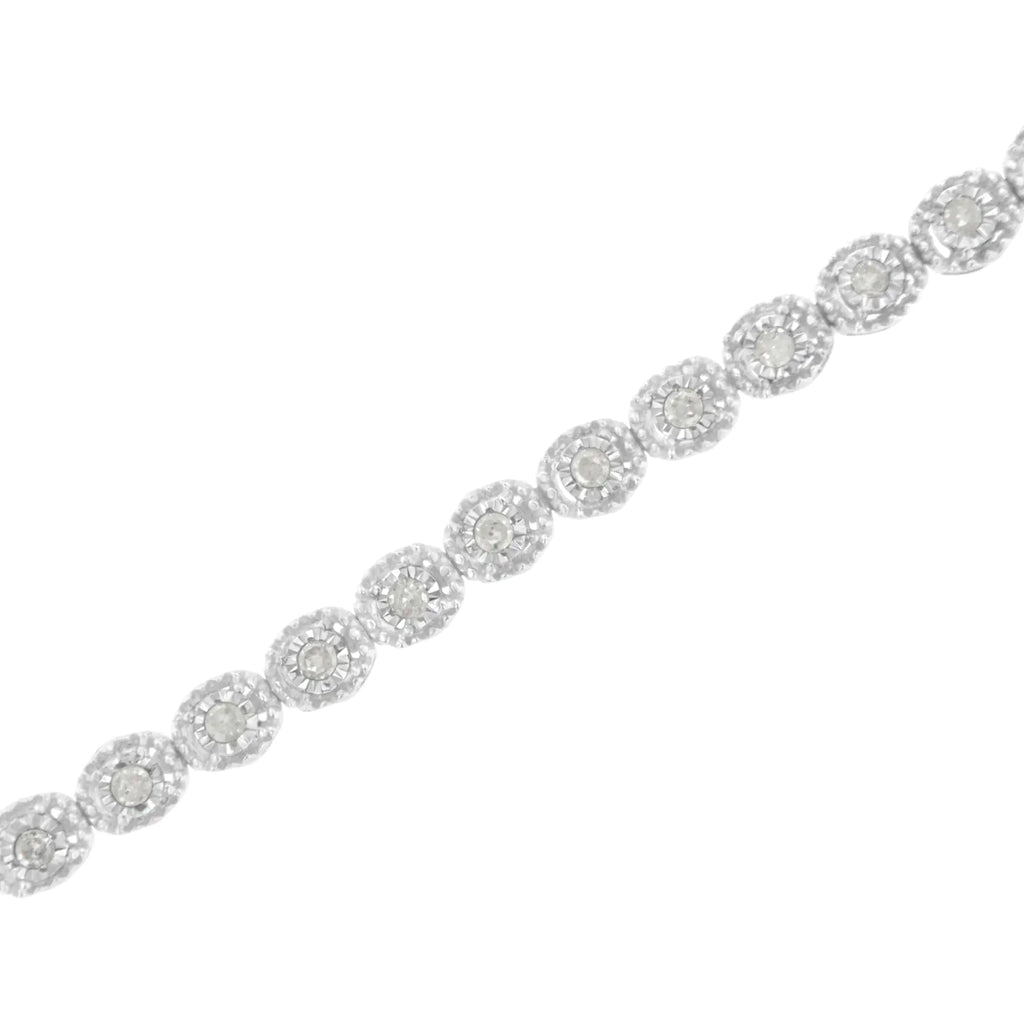 Bracelet tennis en argent sterling 925 1/2 ct avec diamants sertis miracle (IJ, I3) - 7,25