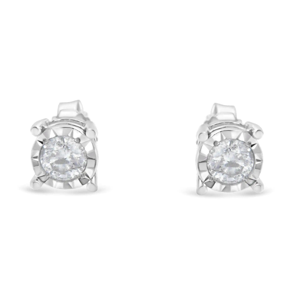 Aros con diamantes de talla brillante redondos casi incoloros de 1/2 ct engastados en plata de ley 925 (color HI, claridad I2-I3)