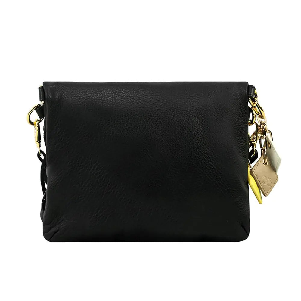 Bolso de piel con flecos Flamingo - Negro medianoche
