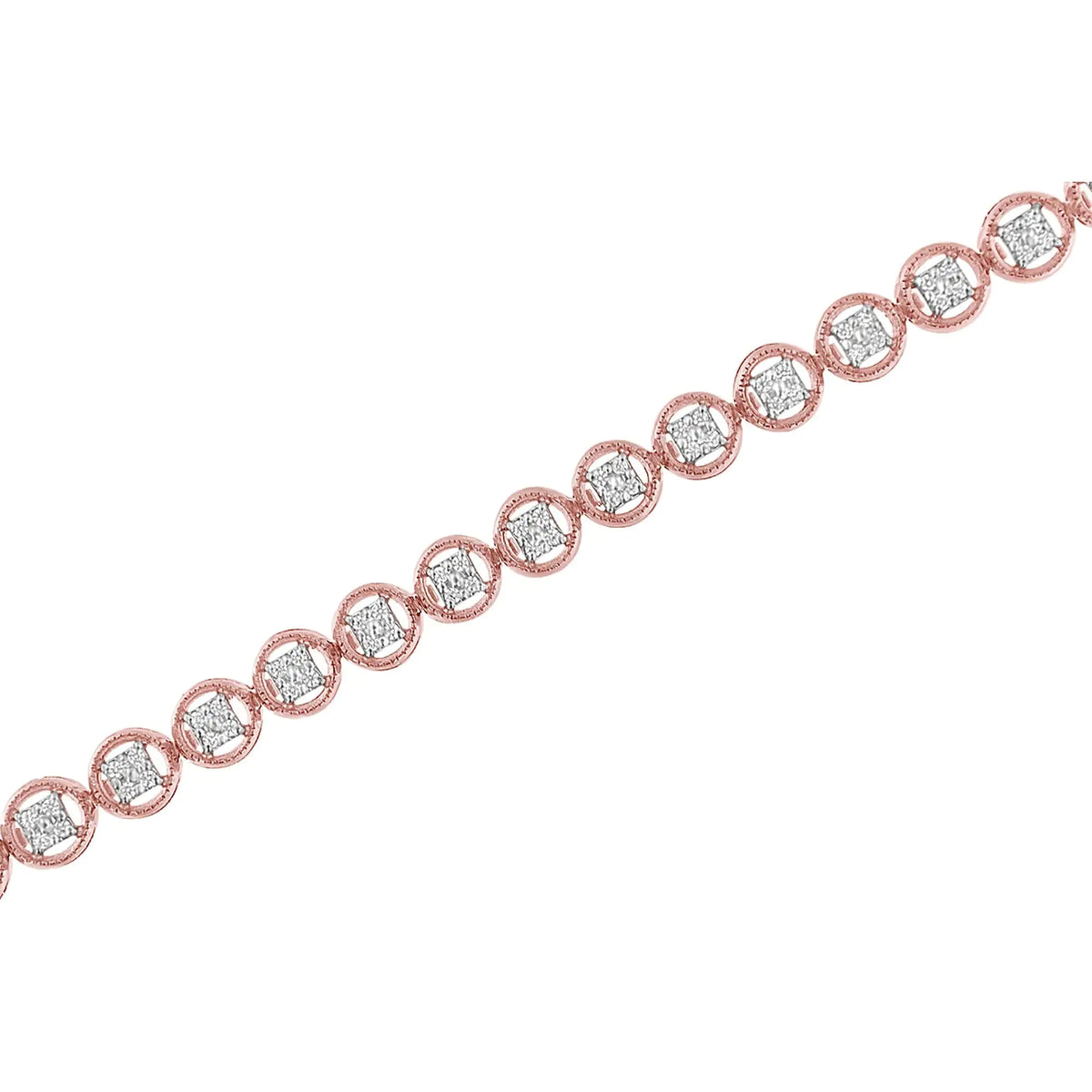 Pulsera de tenis con eslabones en forma de rueda de 7" y diamantes de 1/4 ct en plata esterlina 925 (color IJ, claridad I2-I3)