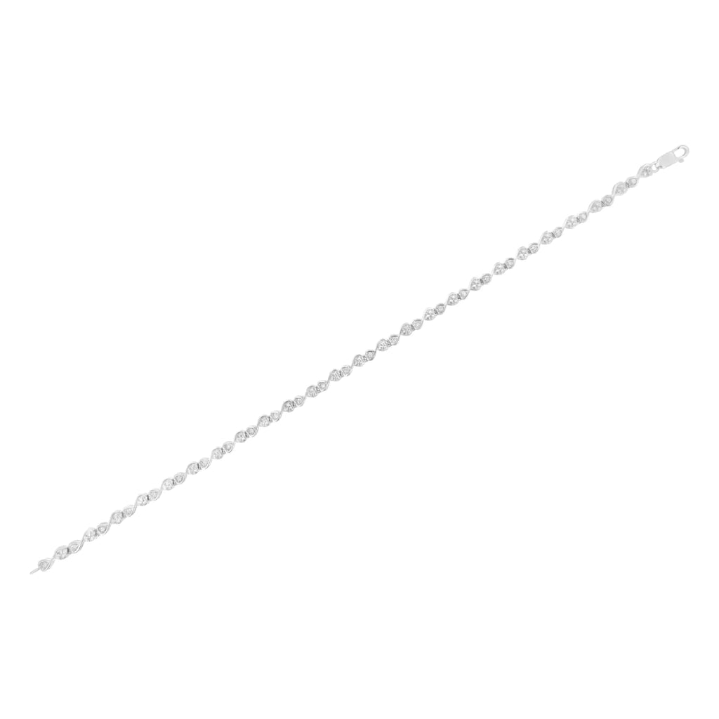 .925 Sterling Silver 1/4 cttw Prong Set Round-Cut Diamond Heart and Infinity Link Bracelet (I-J Color, I2-I3 Clarity) - Size 7.25"