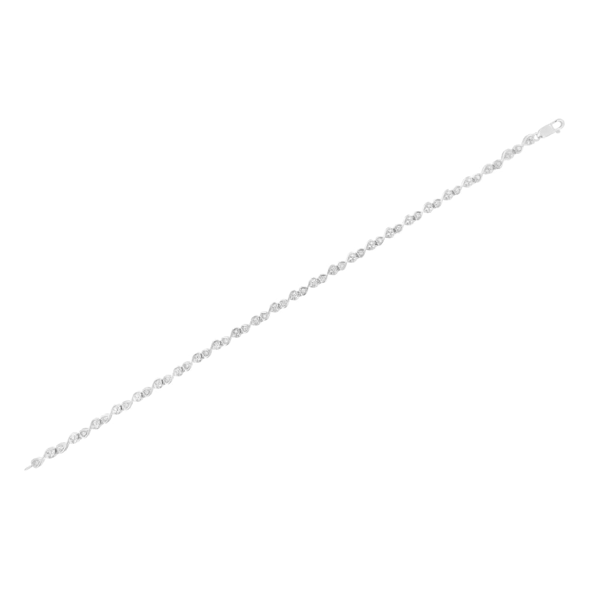Pulsera de eslabones en forma de corazón y de infinito con diamantes de talla redonda engastados en garras de 1/4 ct en plata esterlina 925 (color IJ, claridad I2-I3) - Tamaño 7,25"