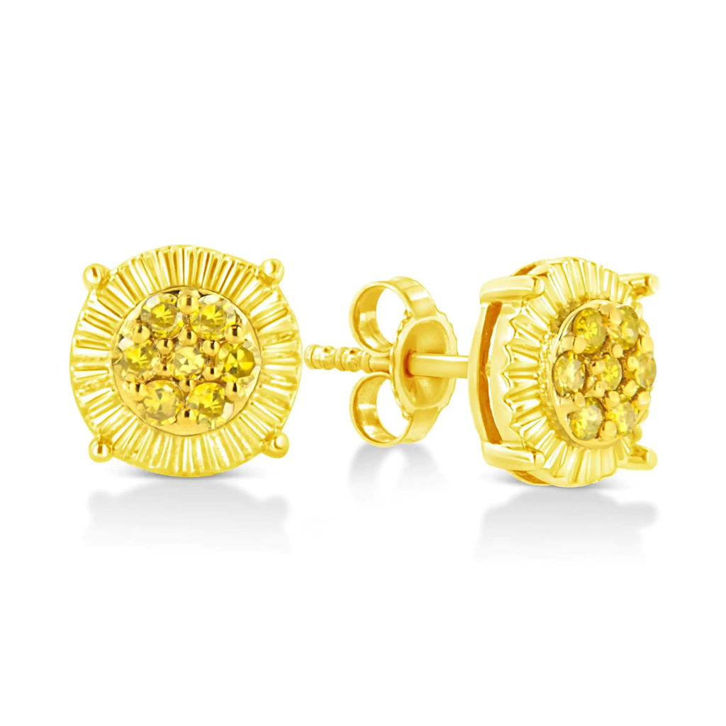 Pendientes de flor con diamantes tratados de 1/4 ct en plata de ley 925