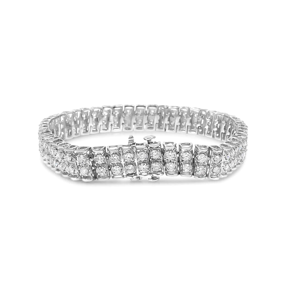 Pulsera de tenis de doble hilera de diamantes de 4,0 ct en plata esterlina 925 (color IJ, claridad I1-I2) - 7,5" pulgadas