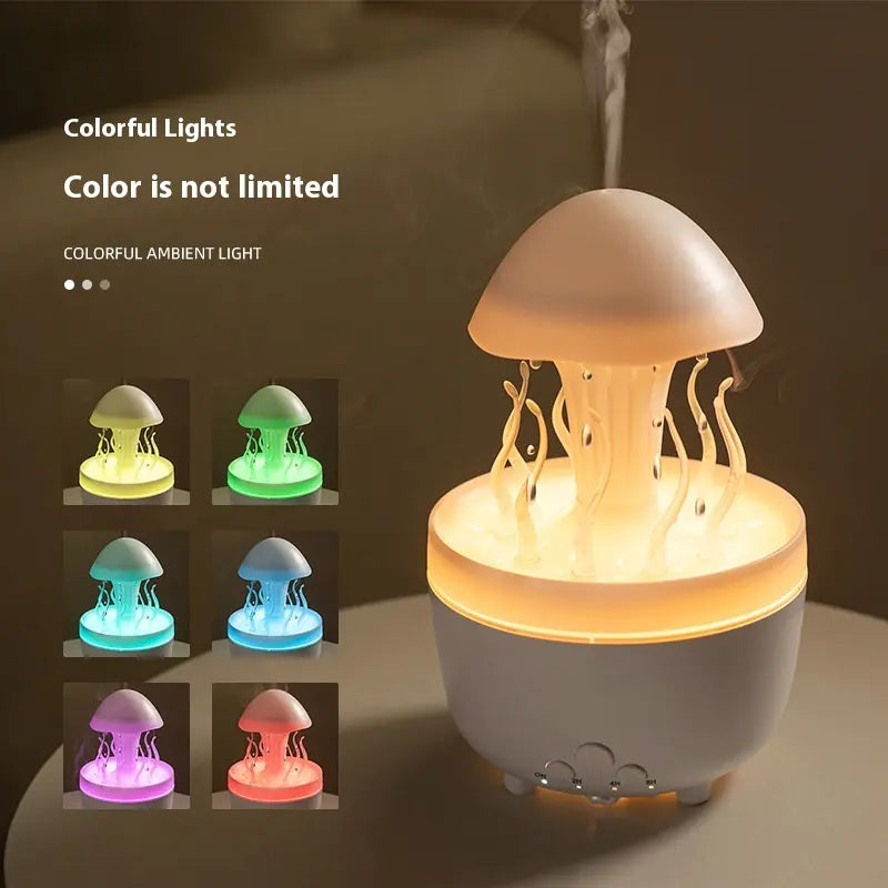 Difusor de aroma con forma de gota de agua giratoria, lámpara de noche colorida