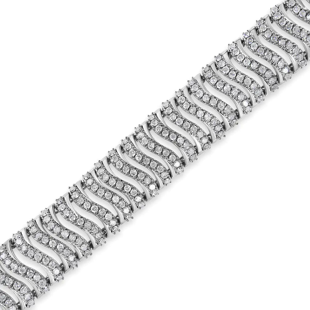 Bracelet à maillons en forme de « S » en argent sterling 925 avec diamants taille ronde de 5,00 ct (couleur IJ, pureté I3) - Taille 7,25