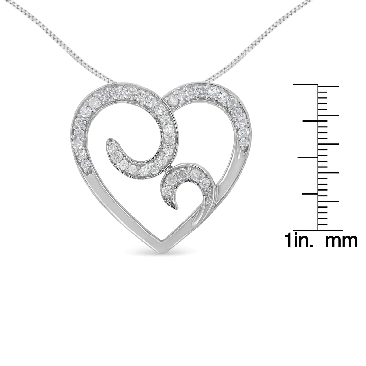 Collar con colgante de corazón de diamantes redondos de 1/4 ct en plata de ley 925 (HI, I1-I2)