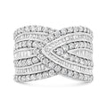 Anillo de banda con superposición de múltiples filas de diamantes de 2 3/8 quilates en plata esterlina 925 (color JK, claridad I3)
