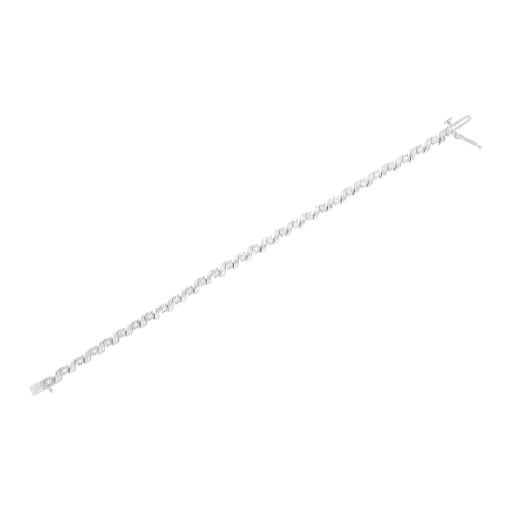 Bracelet de tennis 7" en argent sterling 925 avec diamants 1/4 ct sertis miracle (couleur IJ, pureté I3)