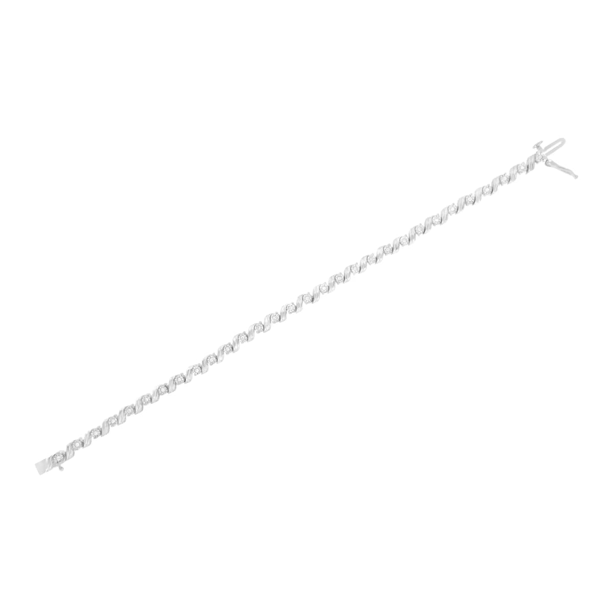 Pulsera de tenis de 7" con diamantes engastados milagrosamente de 1/4 ct en plata esterlina 925 (color IJ, claridad I3)