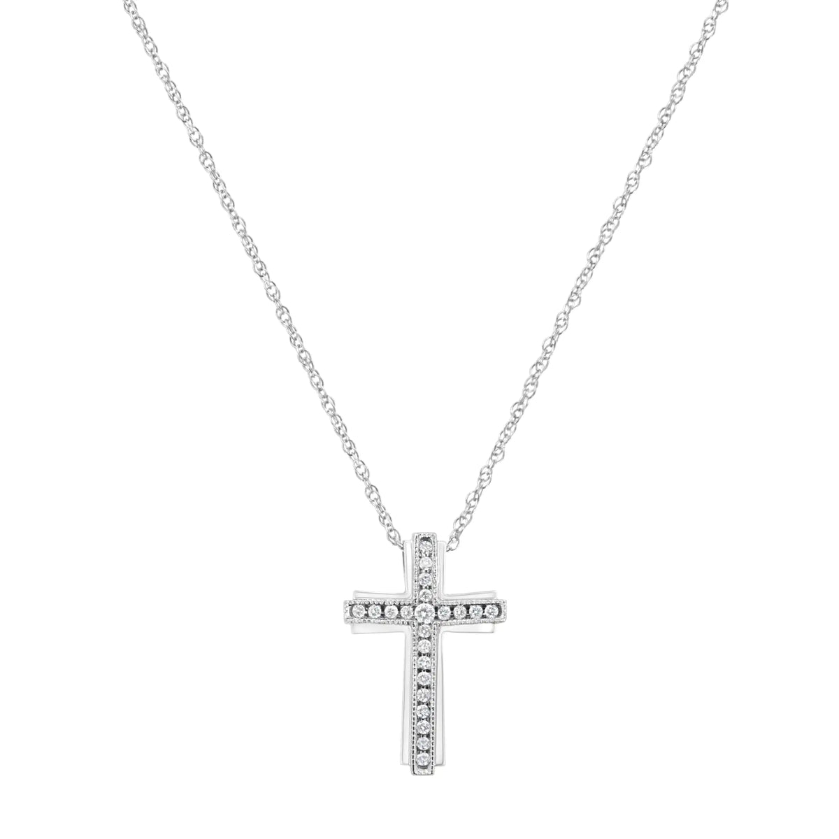 Collar con colgante en forma de cruz de diamantes cultivados en laboratorio de 1/4 ct en plata esterlina 925 (color FG, claridad VS2-SI1)