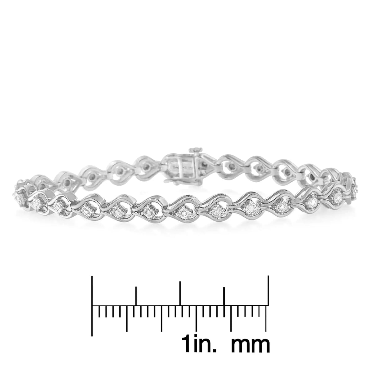 Pulsera de eslabones de 7" en forma de lágrima con diamantes de 1/4 ct engastados en forma de milagro en plata de ley 925 (color IJ, claridad I3)