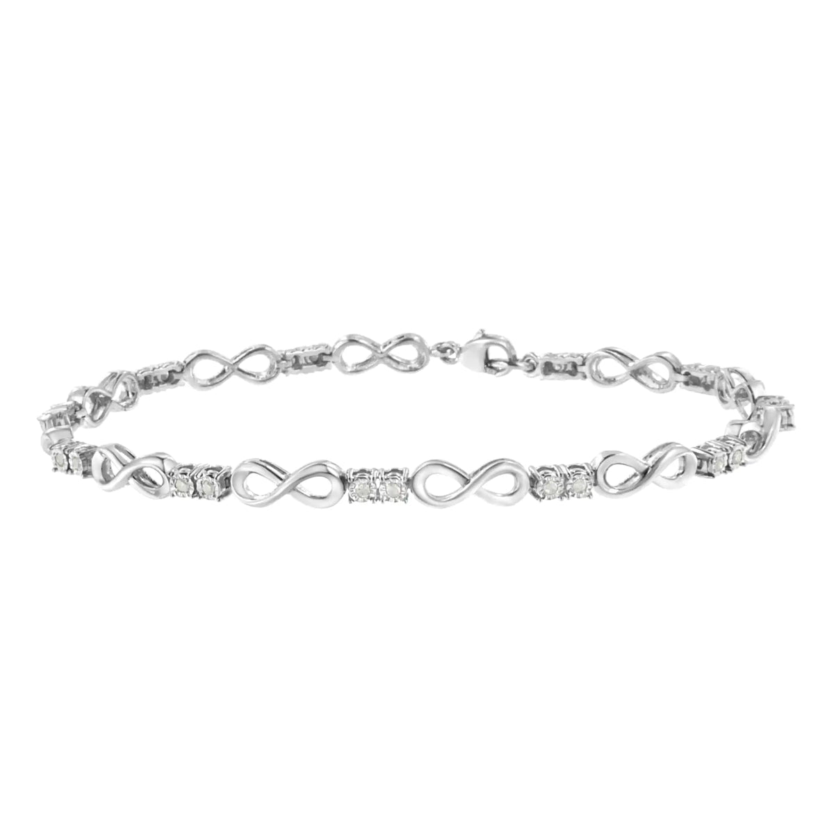 Pulsera de eslabones infinitos con diamantes engastados en plata de ley 925 de 1/4 ct (color IJ, claridad I3-Promo) - 7,25"