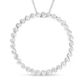 Collier avec pendentif en forme de cercle incurvé en spirale et diamant rond de 3/4 ct en argent sterling 925 de 45,7 cm (couleur IJ, clarté I3)