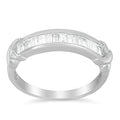 Anillo de bodas en plata de ley 925 con diamantes de talla baguette de 1/2 ct engastados en canal X-Station (color HI, claridad I1-I2)
