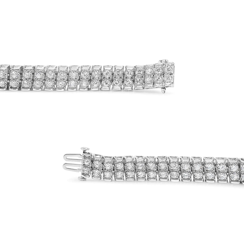 Pulsera de tenis de doble hilera de diamantes de 4,0 ct en plata esterlina 925 (color IJ, claridad I1-I2) - 7,5" pulgadas