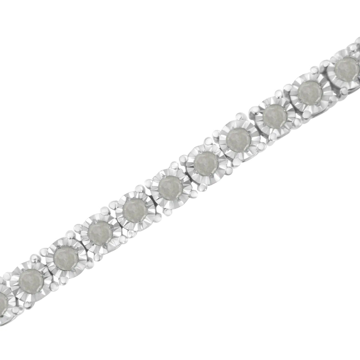 Pulsera de tenis con placa milagrosa engastada con ilusión de diamantes de 2,0 ct en plata esterlina 925 (color IJ, claridad I3) - 7"