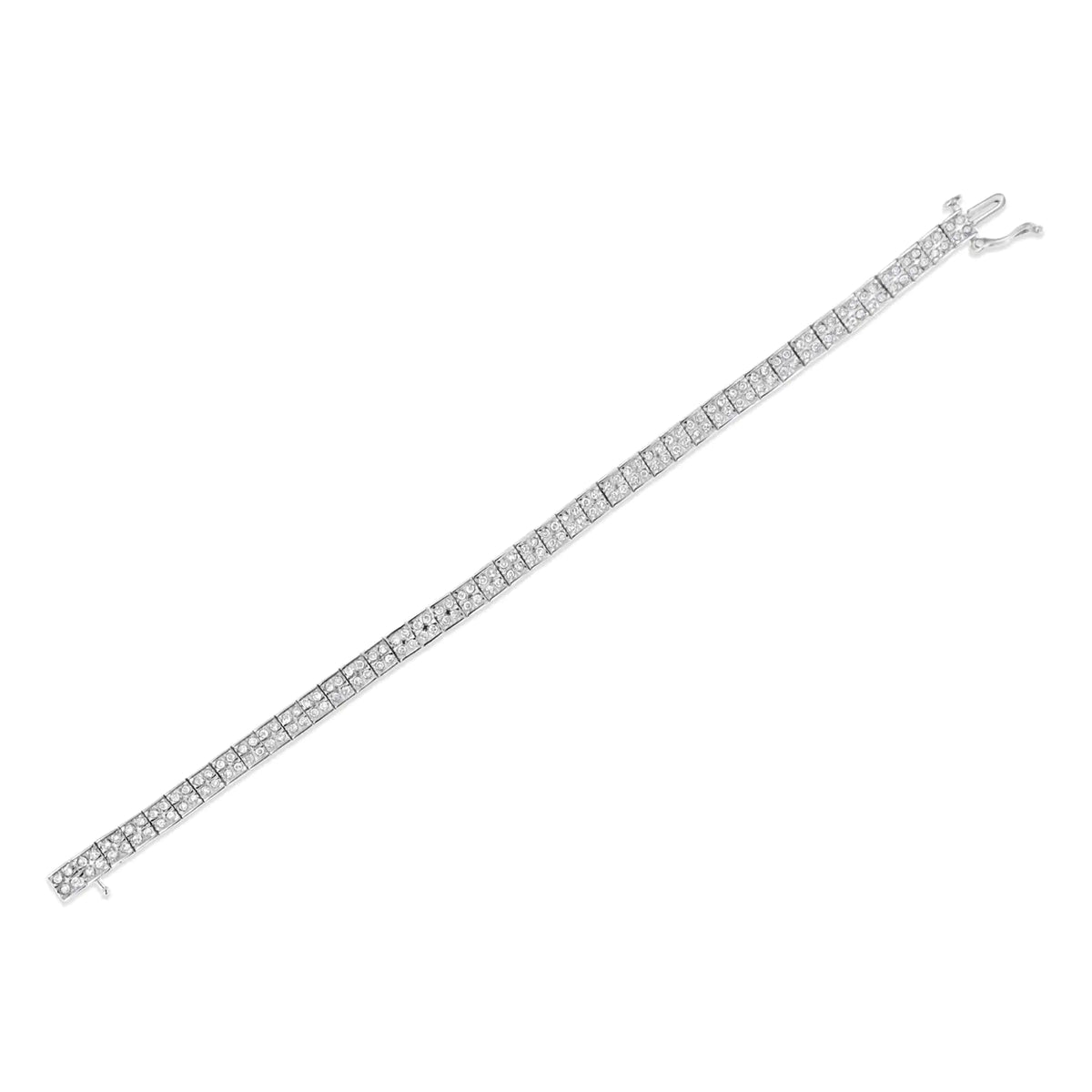Pulsera de eslabones de caja con diamantes de talla redonda engastados en garras de 2 ct y 4 piedras en plata de ley 925 (color IJ, claridad I3) - 7,25"