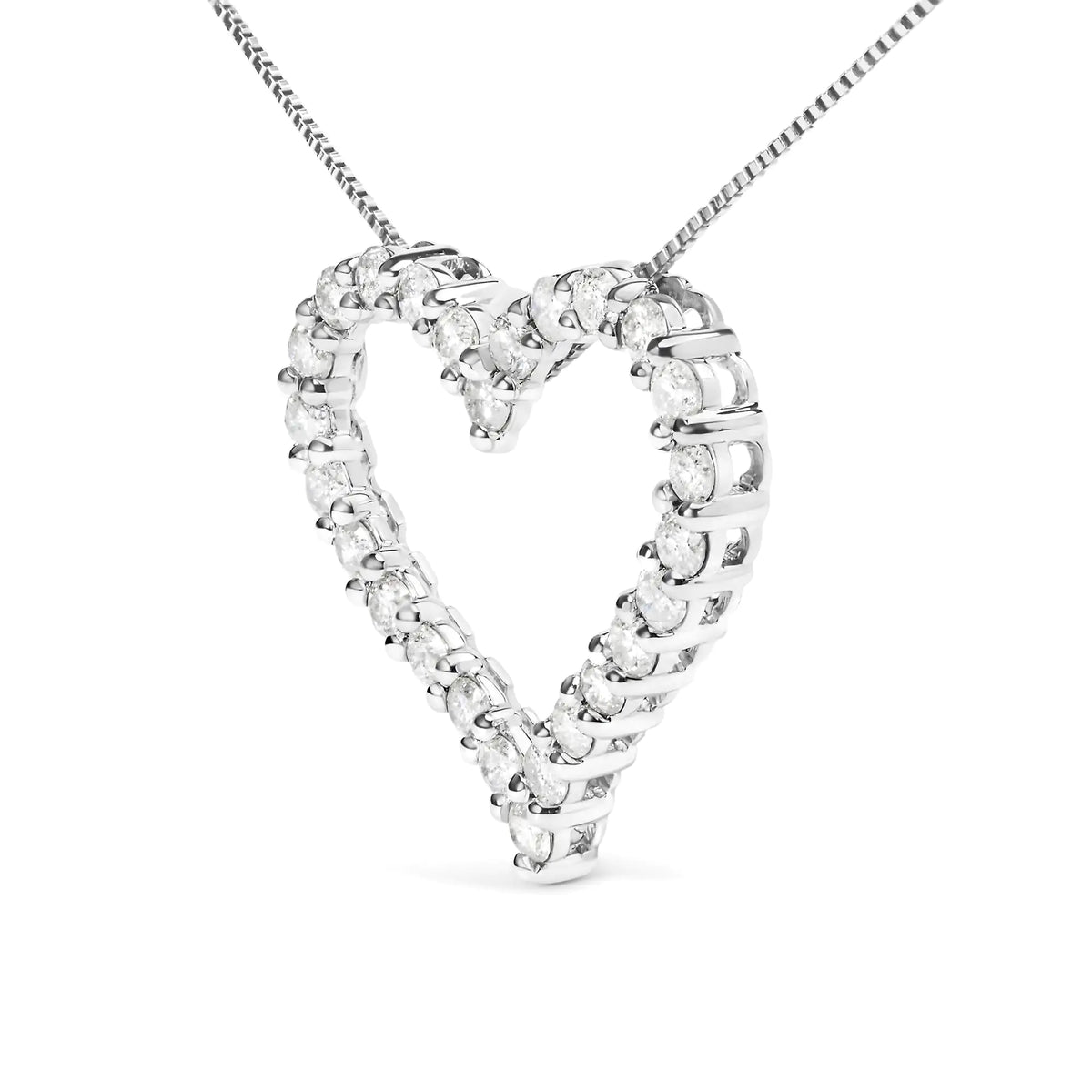 Collar con colgante de corazón abierto de diamantes de 2,0 ct en plata de ley 925 de 18" (color IJ, claridad I2-I3)
