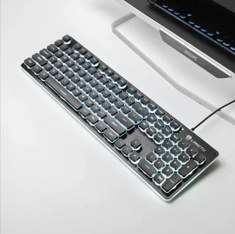 Teclado luminoso para juegos con cable USB: ideal para uso en el hogar y la oficina