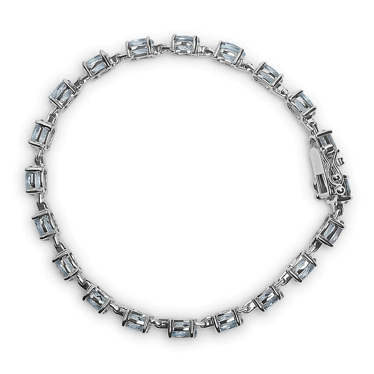 Pulsera de eslabones de topacio azul claro creado en forma ovalada de 11,0 quilates en plata de ley 925 (7 pulgadas)