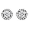 .925 Sterling Silver 1/3 Cttw 7 Stone Pave Set Diamond Beaded Stud Earrings (I-J Color, I2-I3 Clarity)