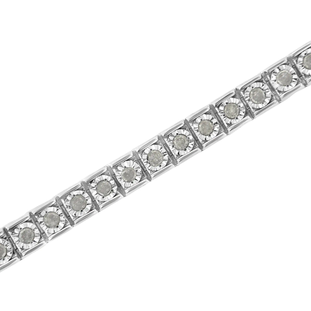 .925 Sterling Silver Diamond Square Frame Miracle-Set Tennis Bracelet (1 cttw, I-J Color, I3 Clarity) - Size 7.5"