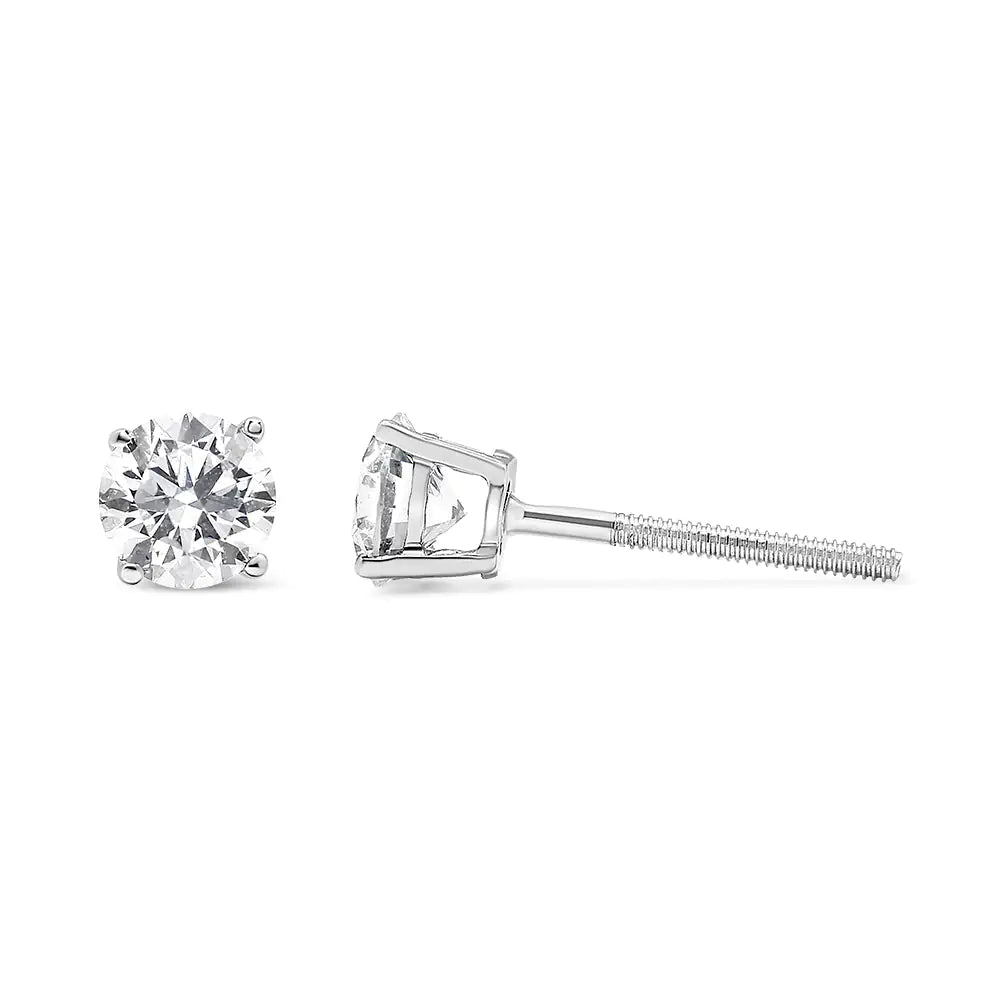 Aros clásicos de 4 puntas con diamantes de talla brillante redondos de 1/2 ct en plata esterlina 925 (color IJ, claridad I2-I3)