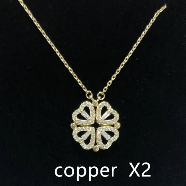 Heart-to-Heart Four-Leaf Clover Necklace